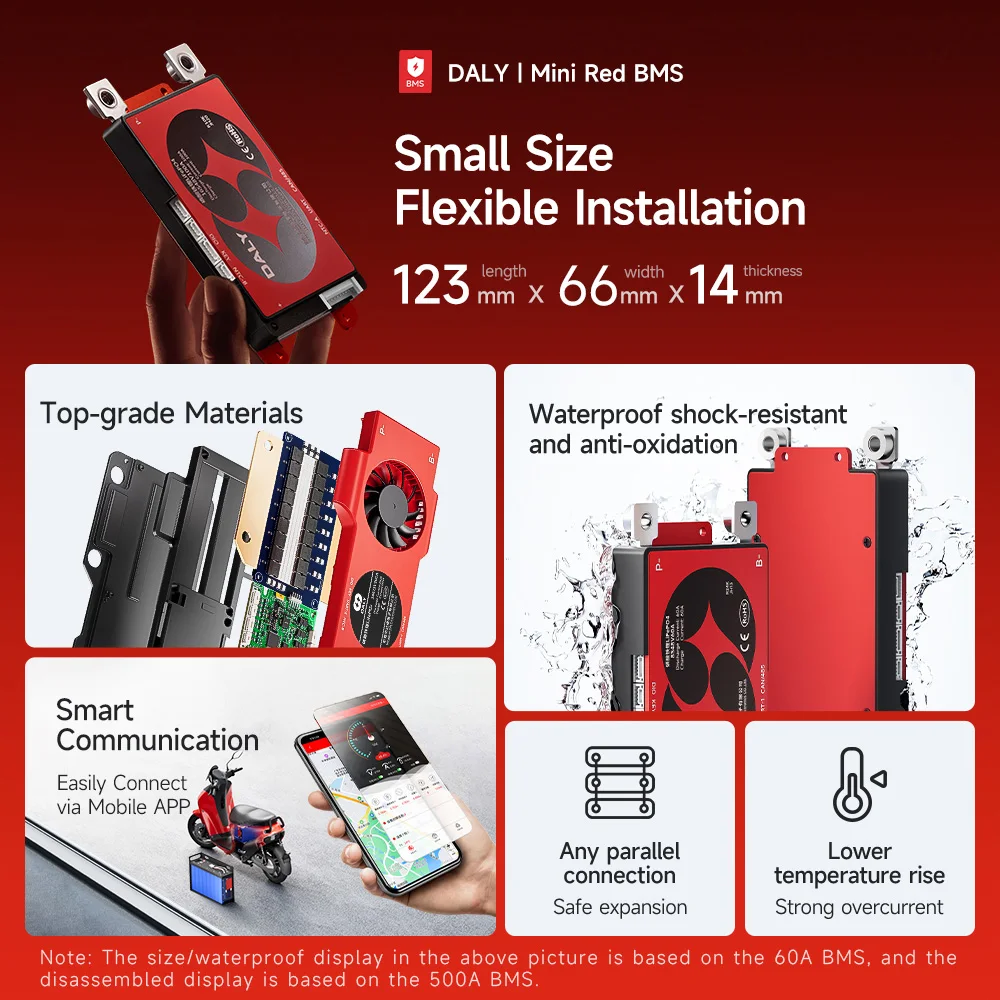 DalyスマートBMS 4S Lifepo4 12V 100A 3S 8S 24V 40A 60A 150A 16S 48V 200A 250A BMS（CANBUS RS485対応）リチウムイオン電池3.7V 3.2V用