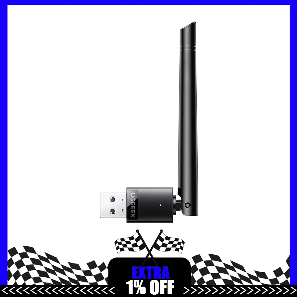 UGREEN 35263 USB WiFi Adapter CM761 AX300 WiFi 6 Single Band 2.4GHz USB-A with 3dBi Rotating Antenna for Windows 7 10 11