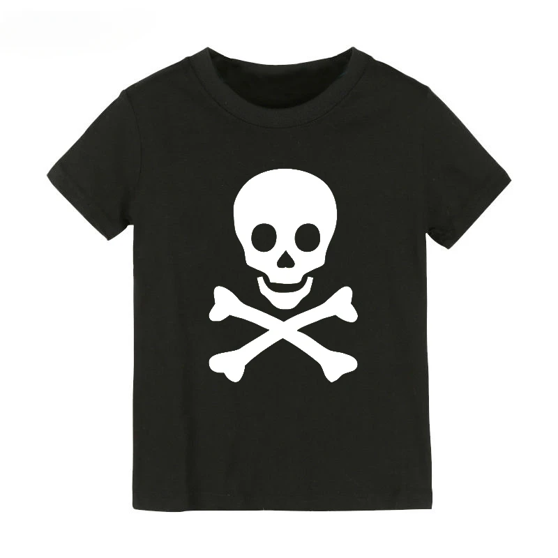 Skull Print Kids Tshirt Boy Girl T Shirt for Children Toddler Clothes Funny Top Tees New Summer Kids Casual  T-Shirt