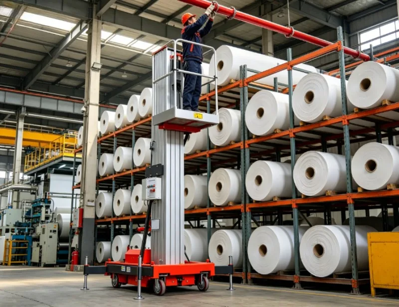 10m Mobile Aluminum Alloy Mast Lift 250kg, Dual Mast Hydraulic Lift Portable Vertical Mast Aerial Work Platform For Indoor