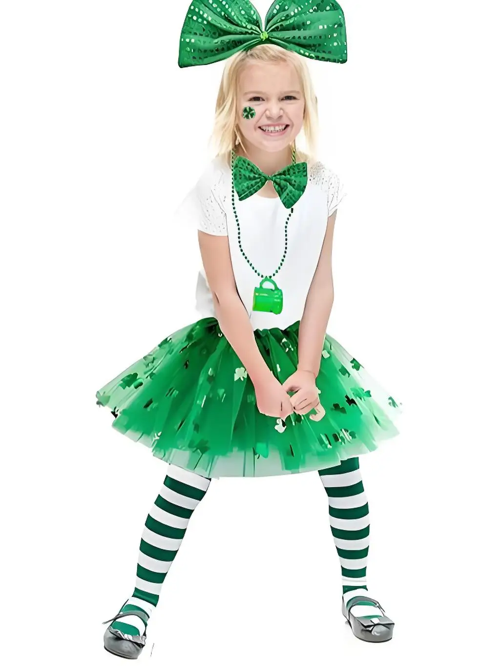 Платье Amazon Shamrock, повязка на голову, ожерелье, носки, галстук, татуировки, наклейки на день Святого Патрика, ирландский набор