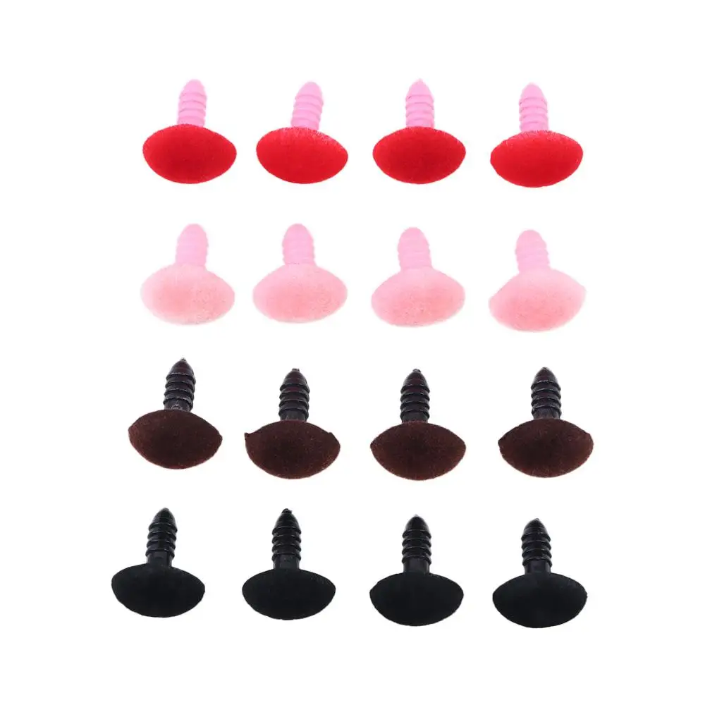 10 pçs bonecas veludo nariz botão rosa vermelho preto marrom diy urso brinquedo 12*15mm triângulo nariz de pelúcia urso nariz bonecas nariz reunindo nariz