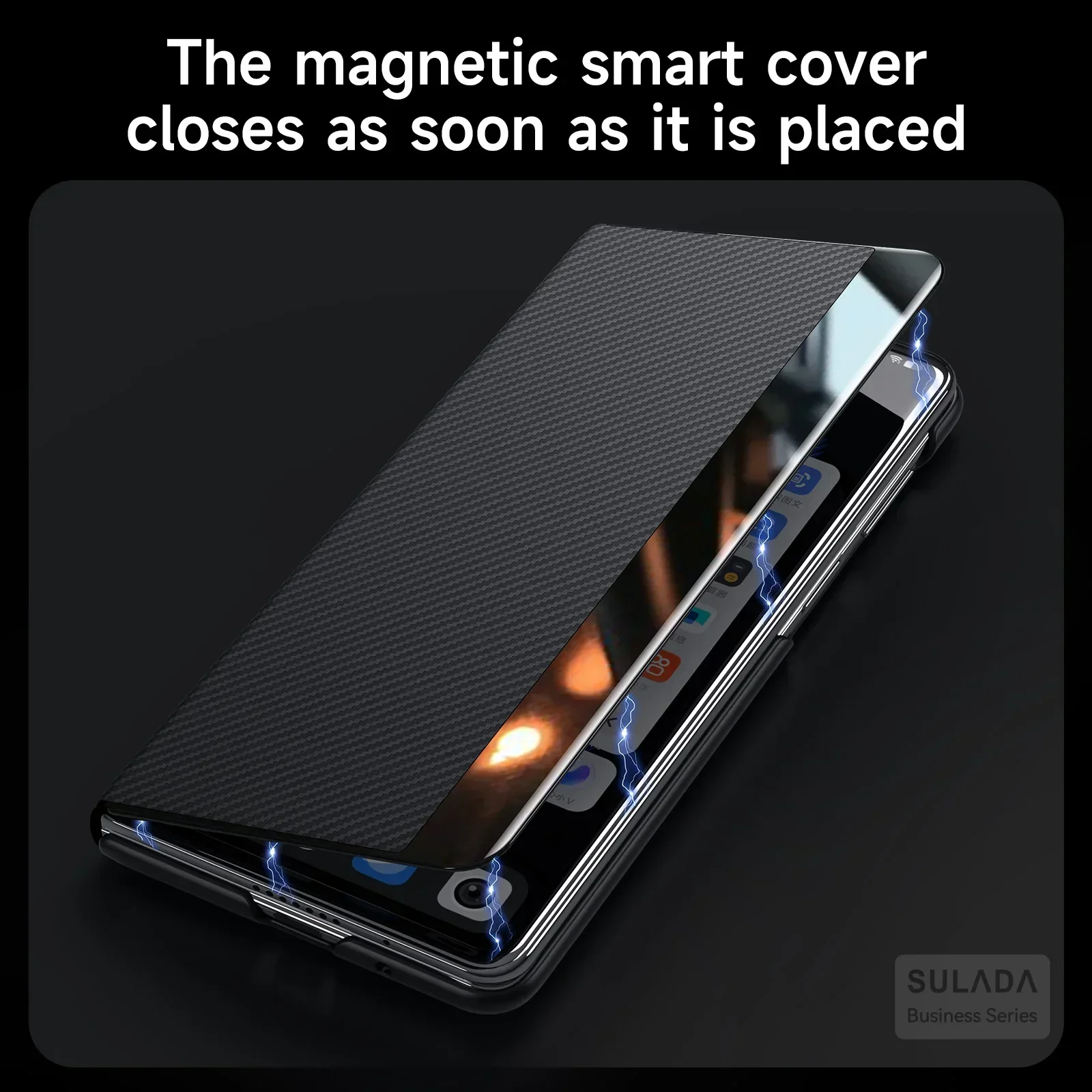 Sulada Luxury Carbon Fiber Pattern Leather Magsafe Case for Samsung Galaxy Z Fold 7 6 5 4 W24 23 Card Slot Armor Flip Cover