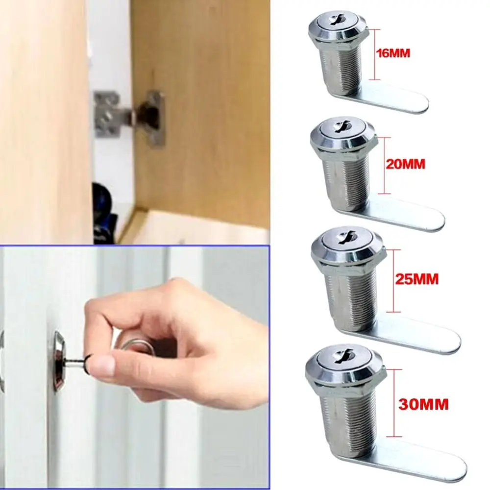 16/20/25/30 mm duradero con 2 llaves, herrajes para muebles, cerradura de cajón de aleación de zinc, cerraduras de leva