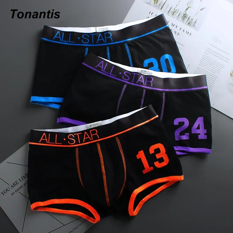 3Pcs/Set Korean Men\'s Panties Underpants Cueca Boxers Underwear Fashion Personality Cotton Breathable Homme Soft Male Shorts