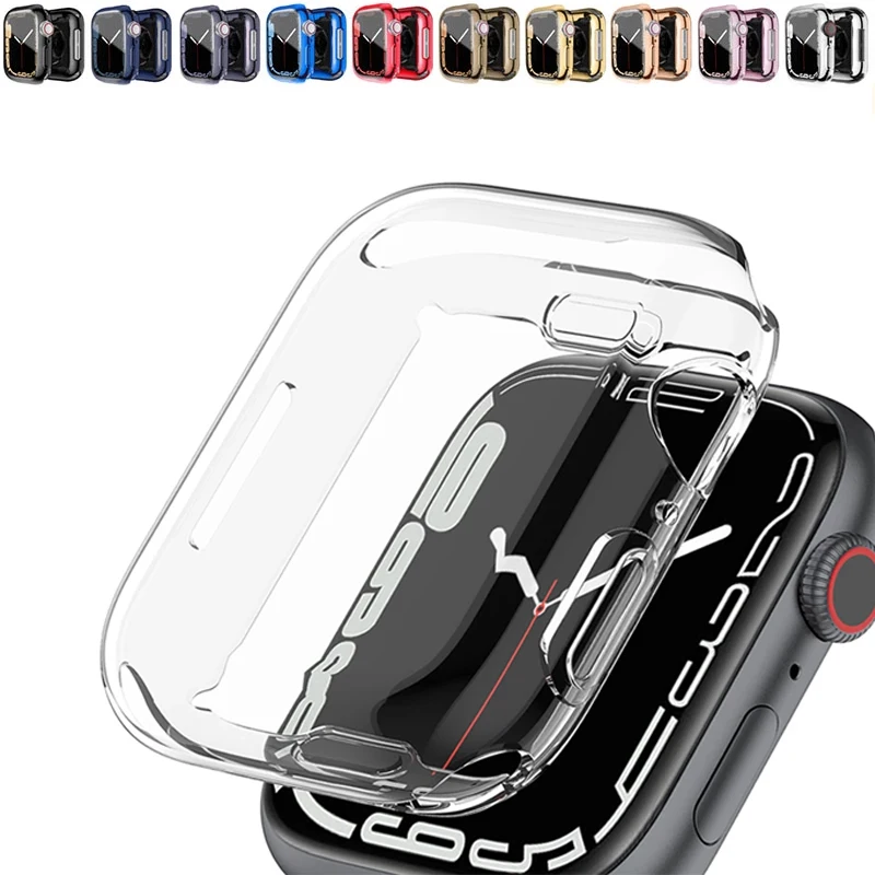 Cover for Apple watch case 44mm 40mm 42mm 38mm All-around TPU Clear Protector Bumper Apple watch series 6 se 5 4 3 7 45mm 41mm