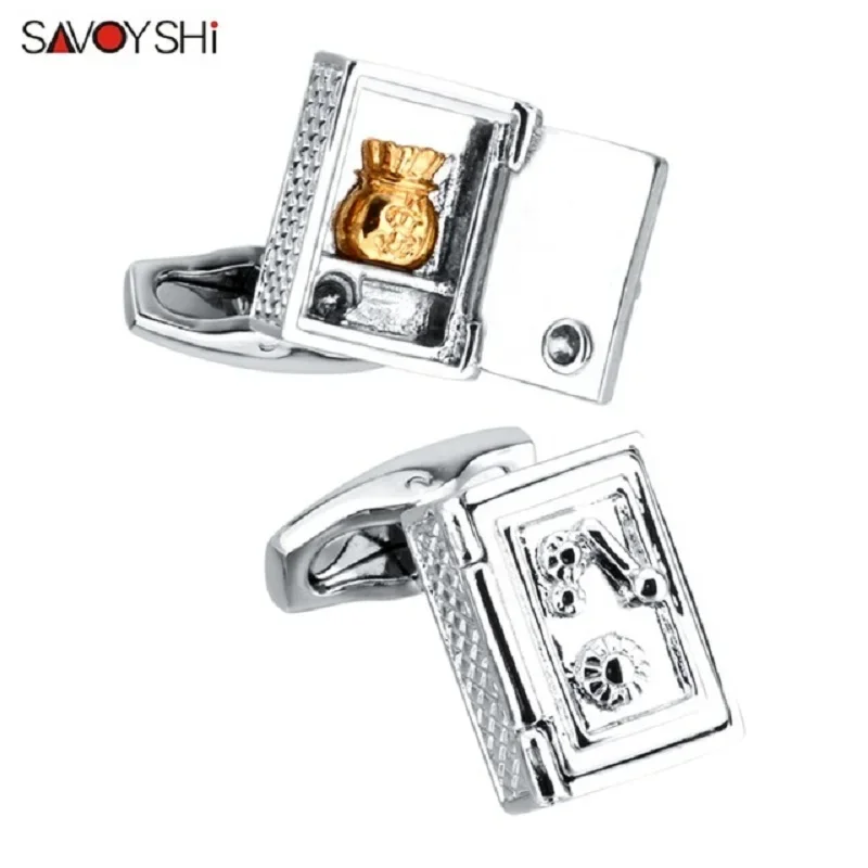 

SAVOYSHI Newest Shirt Cufflinks for Mens High Quality Fashion Men Jewelry Safe box Model Cuff links Free Custom Name Party Gift