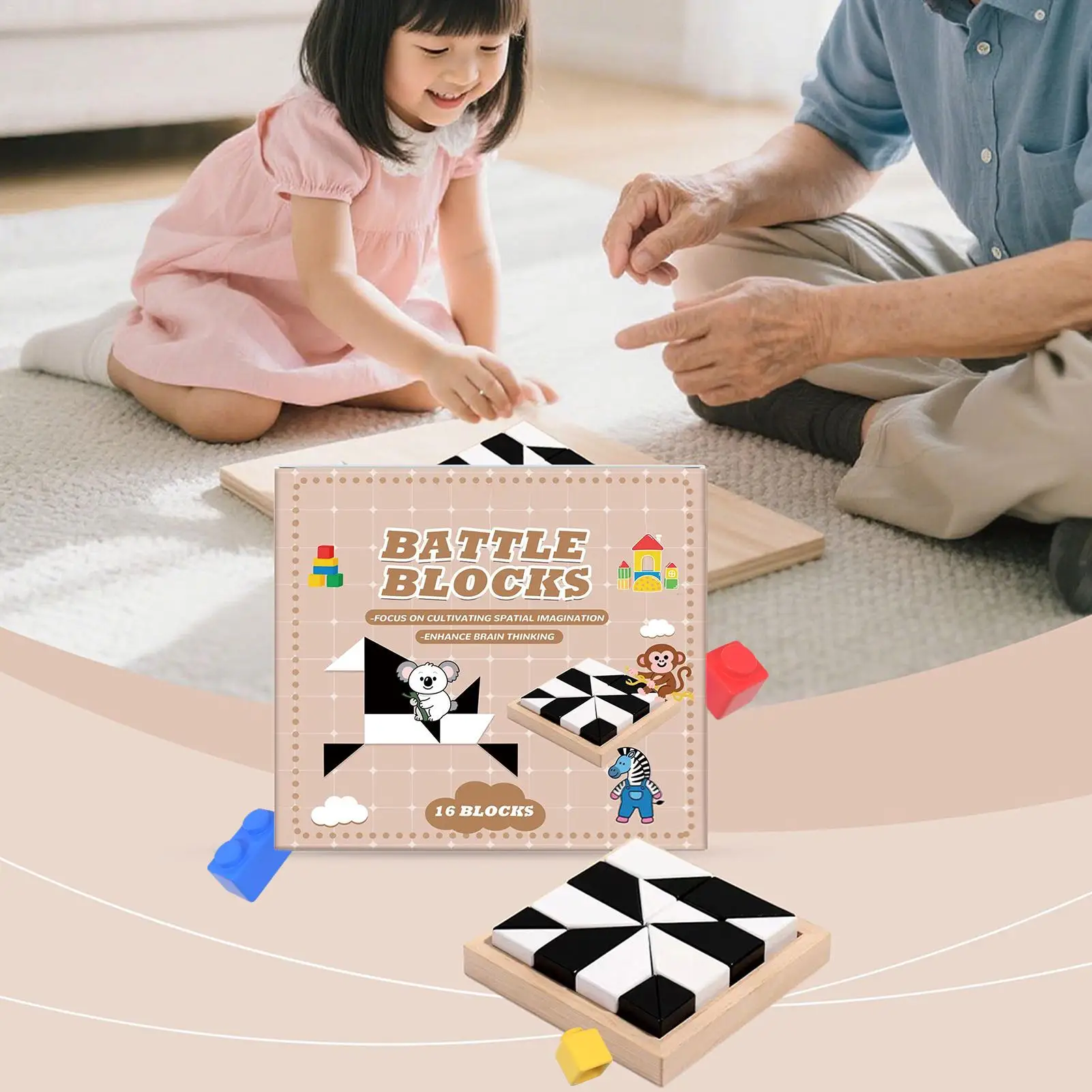 Block Puzzles Educational Assembly Puzzles Brain Teaser Games Early Education Jigsaw Logic Skill Training Toy For Preschoolers