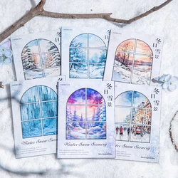 30Pcs Winter Snow Scene Series Scrapbooking Paper Material Perfect for Collage Journaling Diy Craft Handmade Supplies