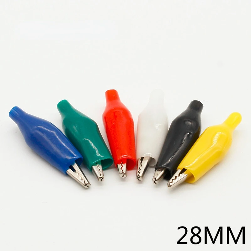 12Pcs Insulation Metal Alligator Clip Electric Test 28MM Lead colorful Red Black Blue Green White Yellow small crocodile clip