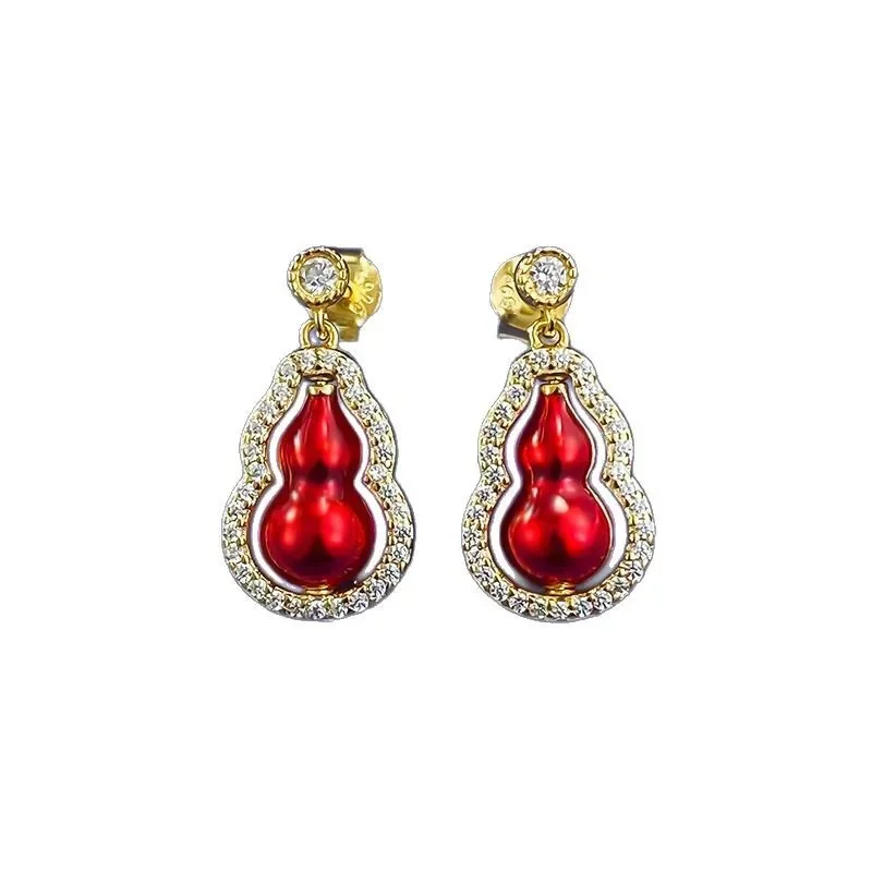 

НОВЫЕ новые двухцветные вращающиеся двусторонние серьги-тыквы из серебра и красного золота S925 для женщин с легким роскошным ретро-дизайном Sense