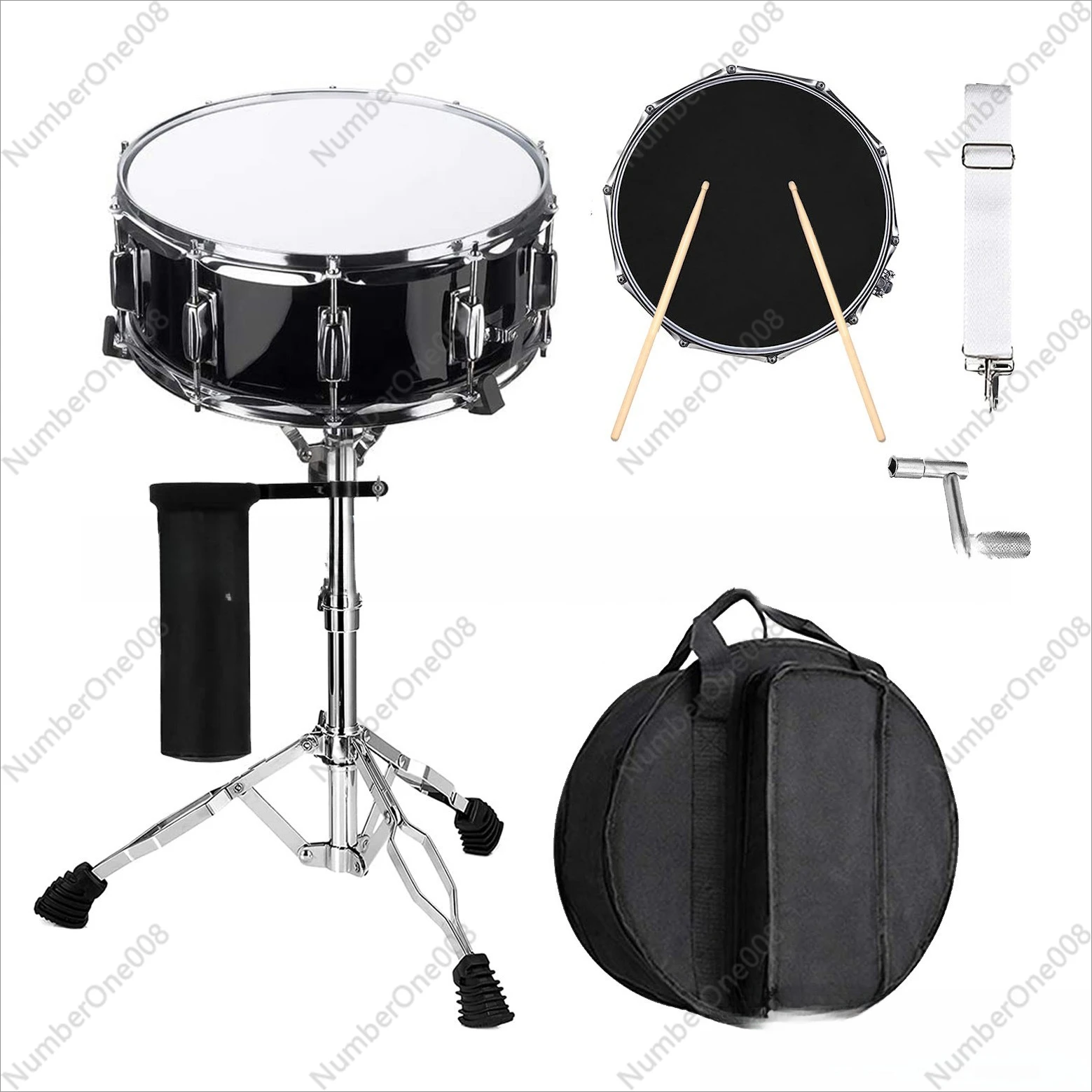 

14-Inch Wooden Snare Drum with Wooden Sticks for Children and Adults - Jazz Drum