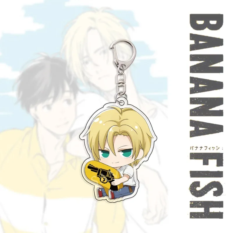 Banana Fish Anime Keychain Ash Lynx Eiji Okumura Acrylic Key Chain Cartoon Llaveros Collection Q Version Bag Pendent Accessories