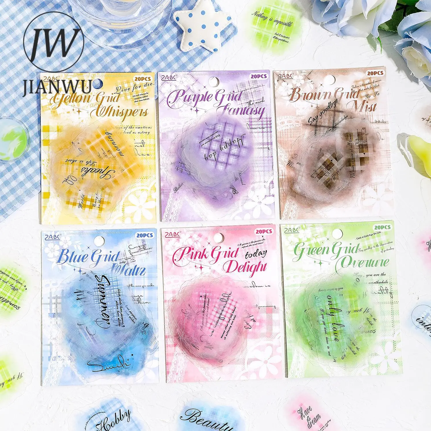 JIANWU Gewu Wonderland Series Vintage Smudge English Text Landscape Material Collage PET Sticker Creative DIY Journal Stationery view 2