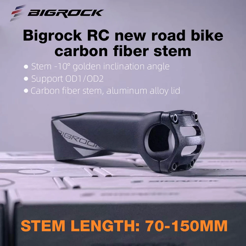 Bigrock RC Carbonfaser-Rennrad-Vorbau -10 Grad, vollständig interne Kabelführung, 70-150 mm, kompatibel mit 28,6/31,8 mm Gabeln, inklusive Montage.