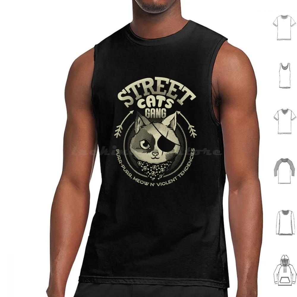 Street Cats Gang Purr Purr Meow And Violent Tendencies Black And White By Tobe Fonseca Tank Tops Print Cotton