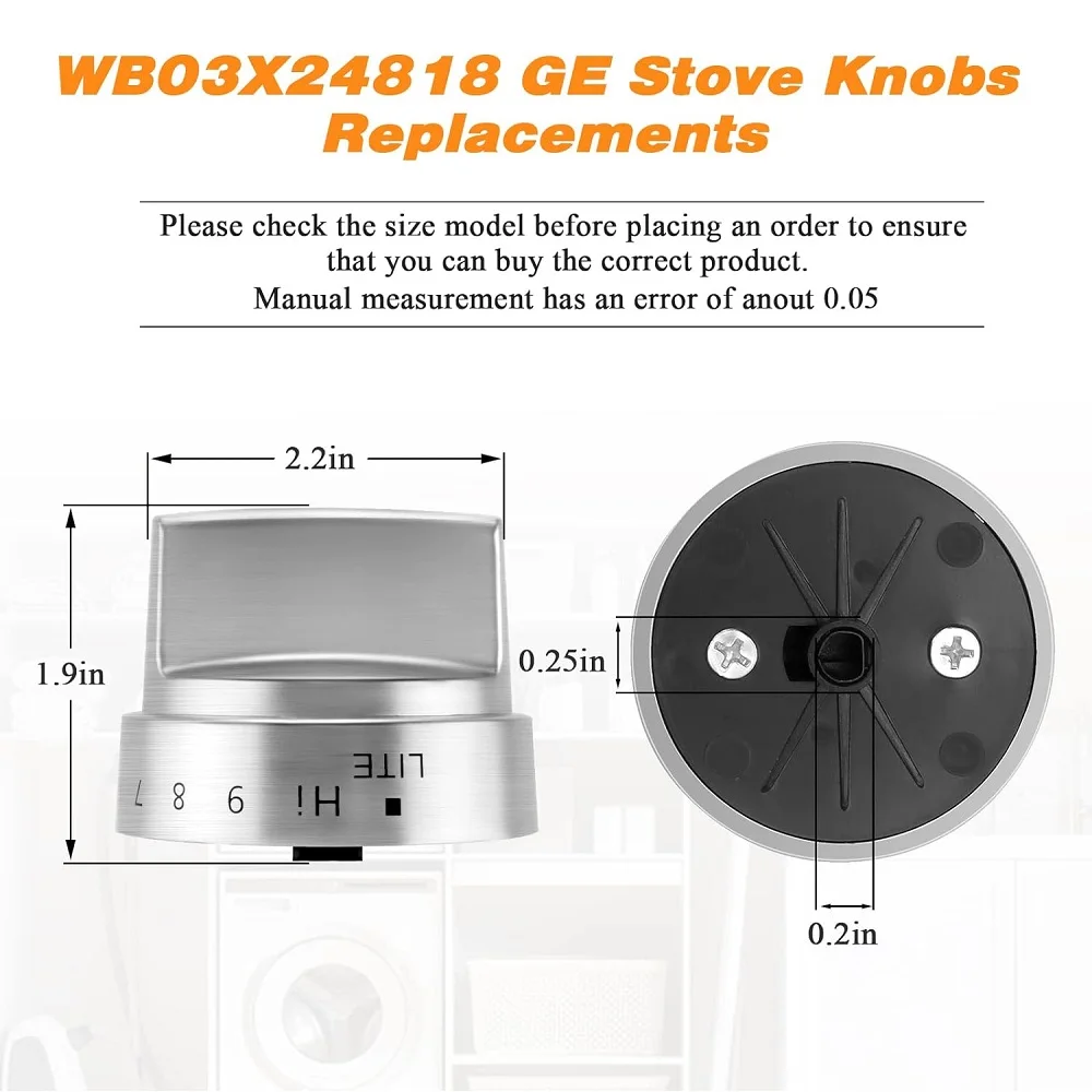 5Pack WB03X24818 Gas Stove Knobs Fit for GE Stove Knob Replacement PD00037240 AP5989029 PS11729081