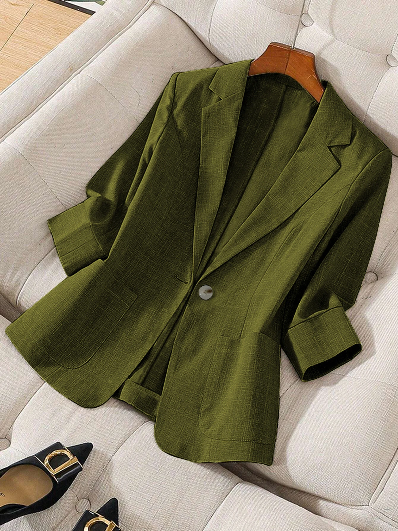 Elegant Pure Color Ladies' Casual Suit Jacket Simple Stylish Monochromatic Women's Blazer