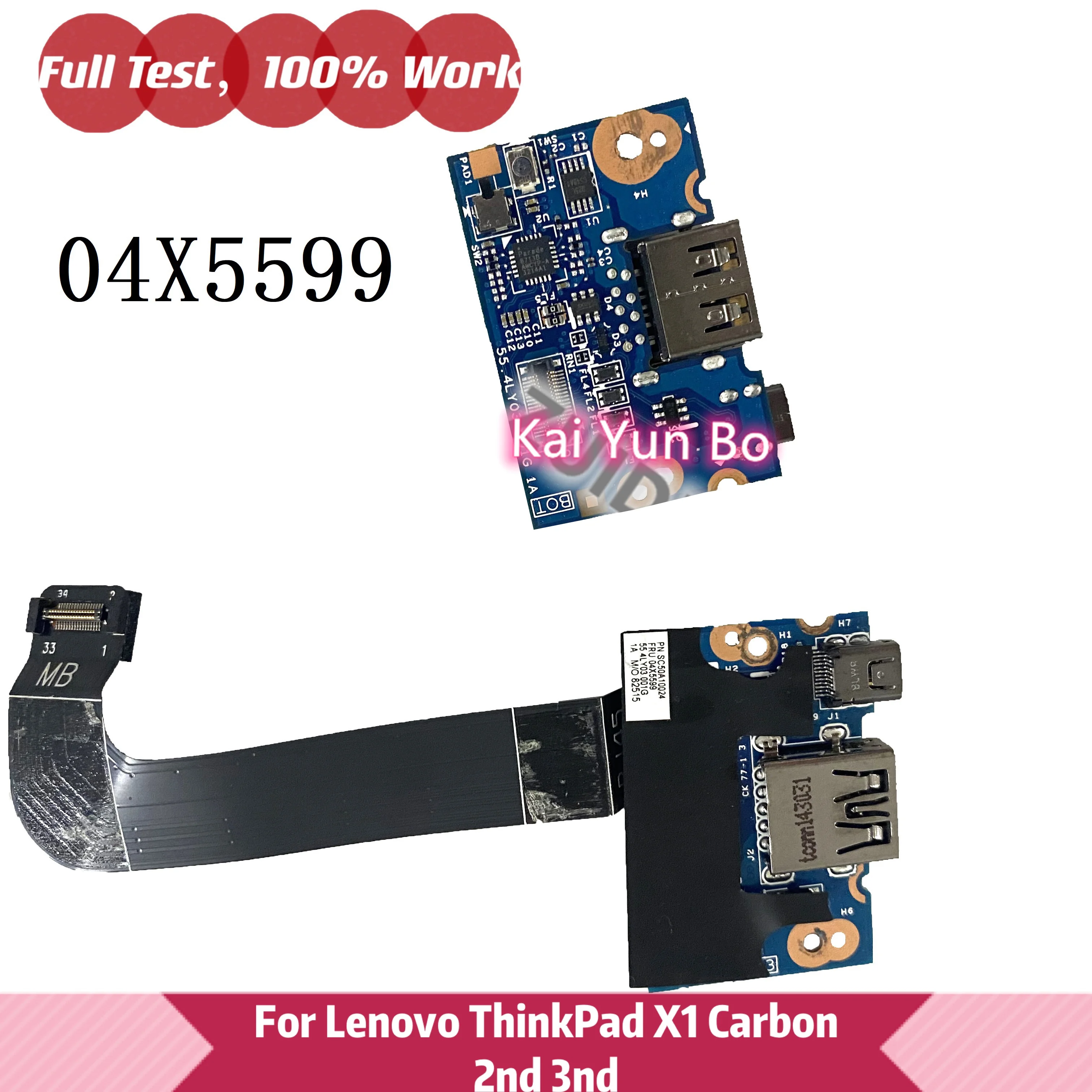 ノートブックusbポートボードケーブル付きラップトップサブカードlenovo-thinkpad-x1-x1cカーボン第2世代および第3世代rj4504x5599504ly20012