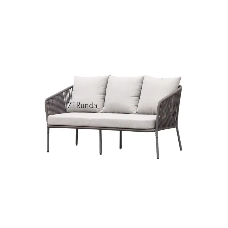 Weather-resistant outdoor rattan sofa, waterproof removable cushion, aluminum frame, suitable for balcony beach villa hotel