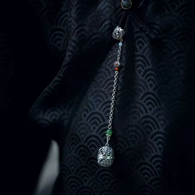 Chinese Style Lucky Plum Blossom Hollow Sachet Silver Cheongsam Press Clasp Pendant Vintage Blessing Hanfu Accessory Traditional