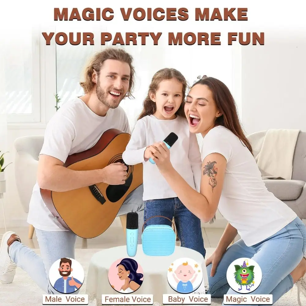 New 5.3 PA K12 Karaoke Machine Portable Colorful 2 Wireless Microphones ABS Bluetooth Audio System Children's Gifts