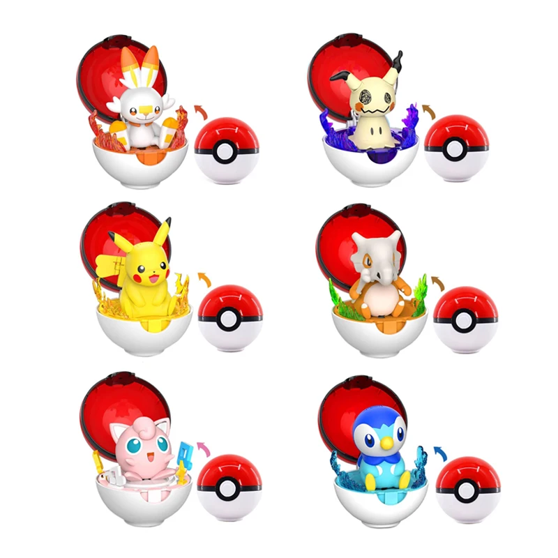 Echte Pokemon-Deformations-Spielzeugserie, Anime-Figur, Pikachu, Cubone, Scorbunny, Piplup, Mimikyu, Cartoon-Modell, Spielzeug, Kindergeschenke