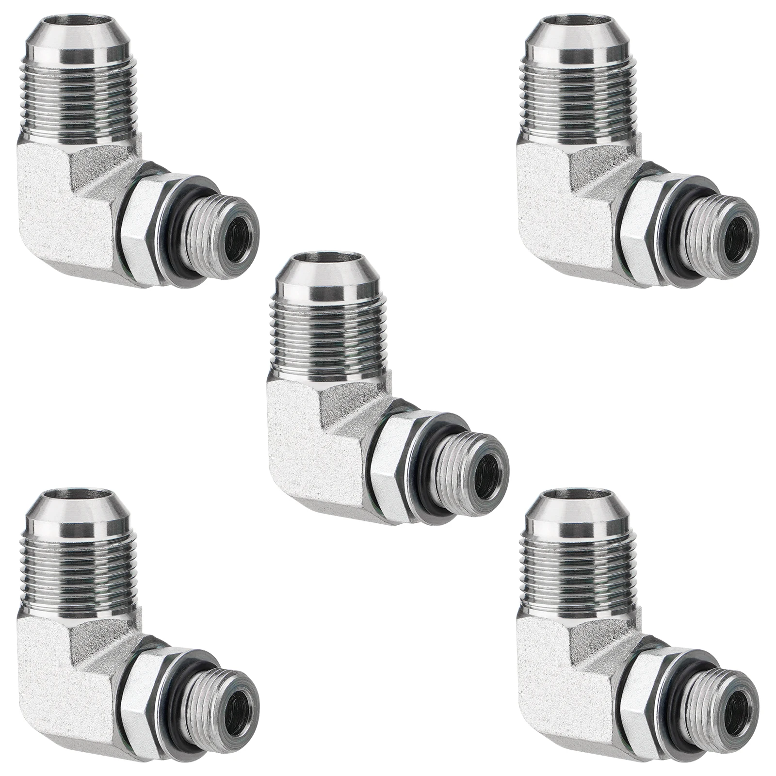 

5 шт. фитингов гидравлического адаптера колена 90 градусов: 37 шт. ° Штекер JIC x наружная резьба ORB 1/2 дюйма, концевые соединители для гидравлических шлангов, 6801-12-08