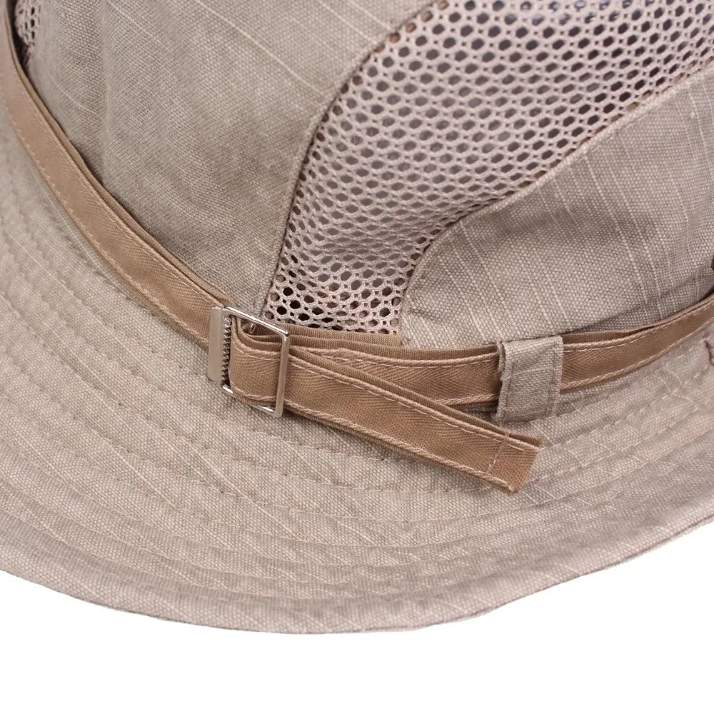 Fashion Mesh Bucket Hat Sun Protector Cotton Fishing Hat Breathable Wide Brim Sun Cap Women Men