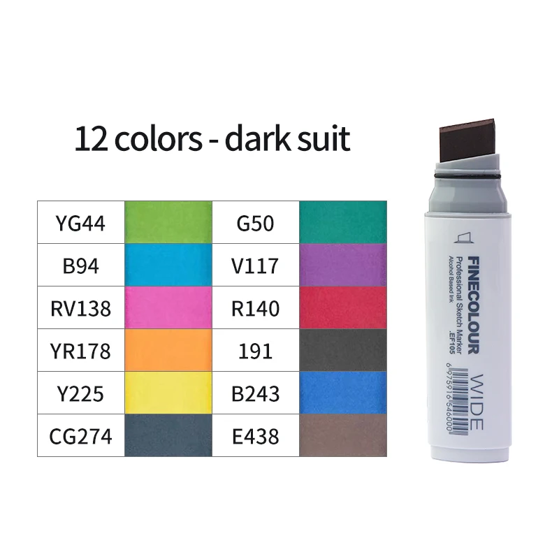 Finecolour 20 mm breite Marker, Linienskizzen, Kunst, großer breiter Kopf, Marker, Stift, Zeichnen, Schule, Kunstbedarf, EF105, 2–12 Stück – Detail 15