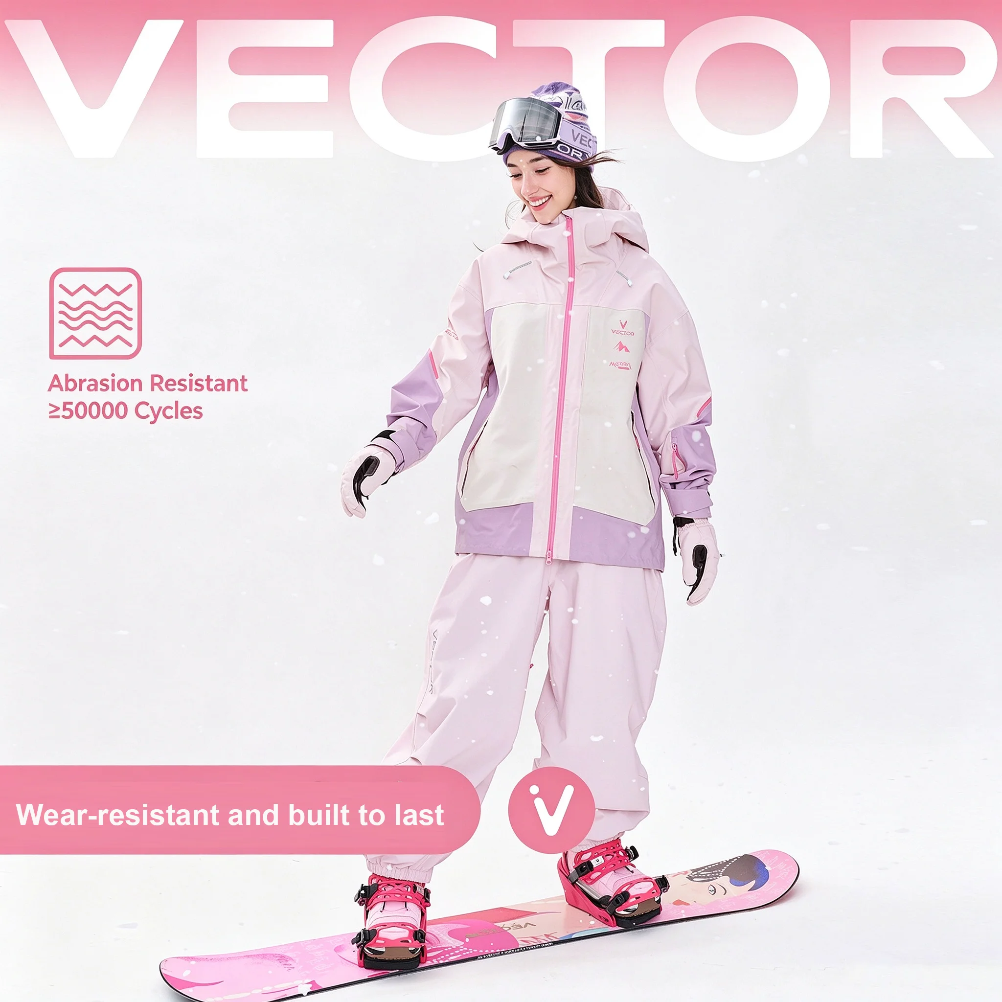 VECTOR Ski Jacket Men Women Snowboard Jacket with Built-in Headlamp Winter Warm Windproof Waterproof Ski Suit Outdoor Sports Coa