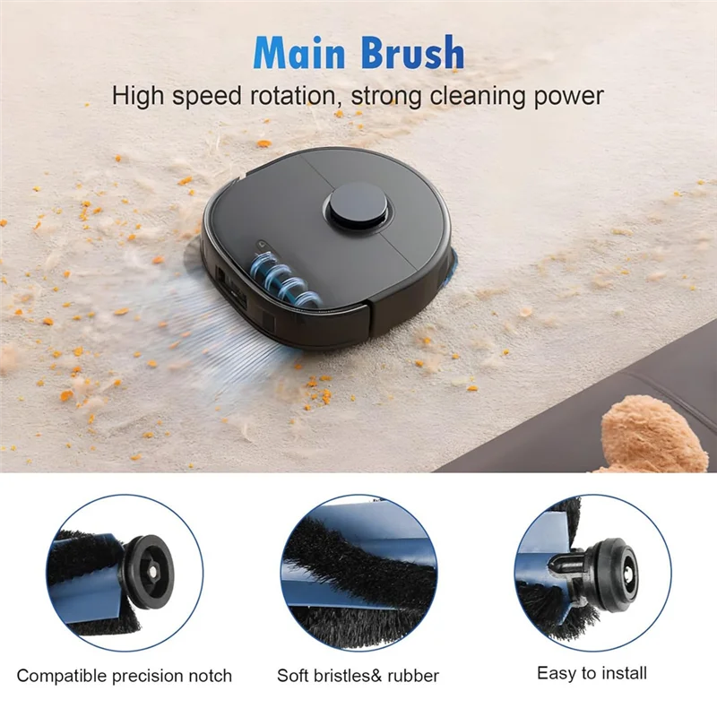 A74G-ملحق لـ Eufy X10 Pro Omni جهاز آلي لتنظيف الأتربة طقم قطع غيار يتميز بالفرشاة الرئيسية فرشاة جانبية فلتر Hepa ممسحة قماش الغبار B