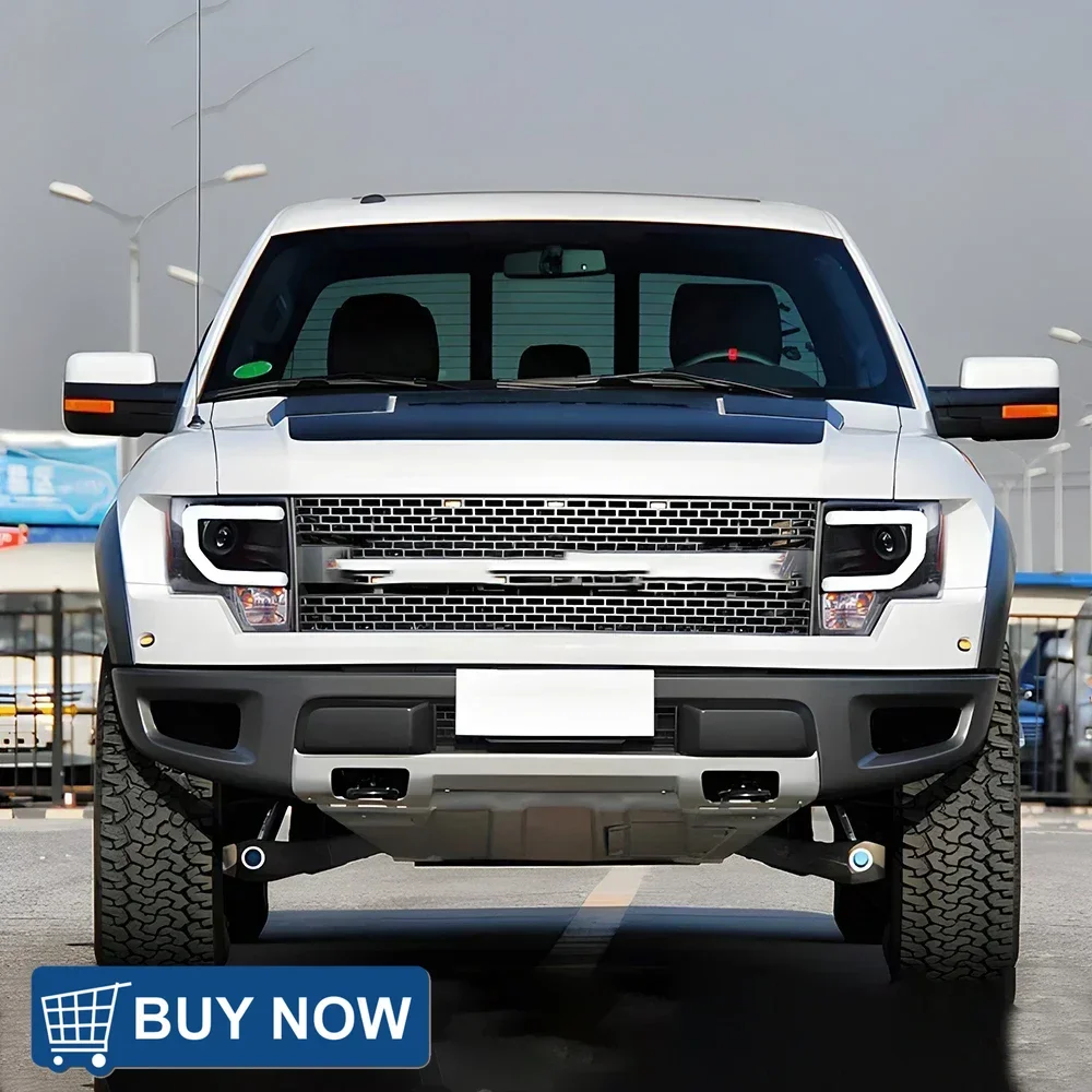 مصابيح السيارة الأمامية لفورد رابتور F150 2009-2014 LED مجموعة المصابيح الأمامية للسيارات ترقية ثنائية البؤرة عدسة العارض الملحقات #2