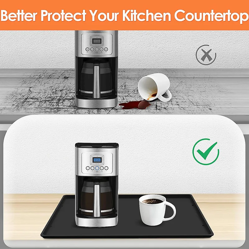Silicone Coffee Station Mat Raised Edge Anti-Leak Non-Slip Heat Resistant Countertop Protector Tray for Coffee Machine,Bar Tools