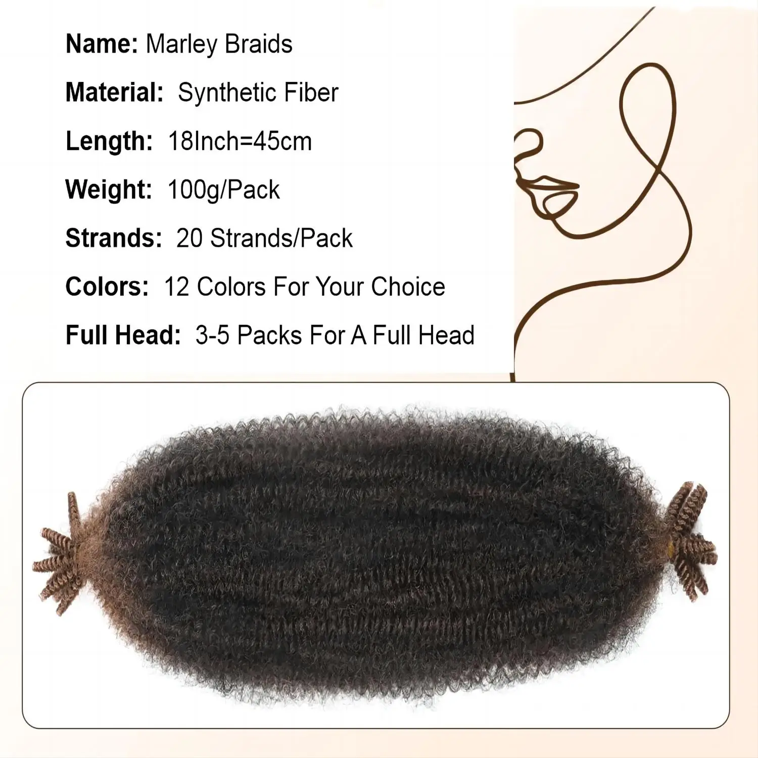 Tresses Afro Synthétiques Crépues Torsadées au Crochet, Mèches Afro Pré-Mathiées, 18 Pouces, 105y