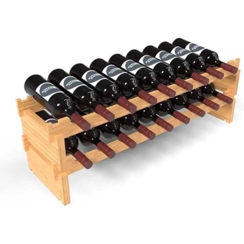 

Bottle Bamboo Stackable Small Wine Rack for Countertop, No Tools Assembly, Durable, Wine and Liquor Bottle Storage for Small