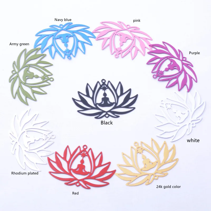 30 Stück/Lot AD3337 38*25mm Messing-Blumen-Lotus-Anhänger Verbinder Bunte Schmuck- und Ohrring-Materialien – Detail 3