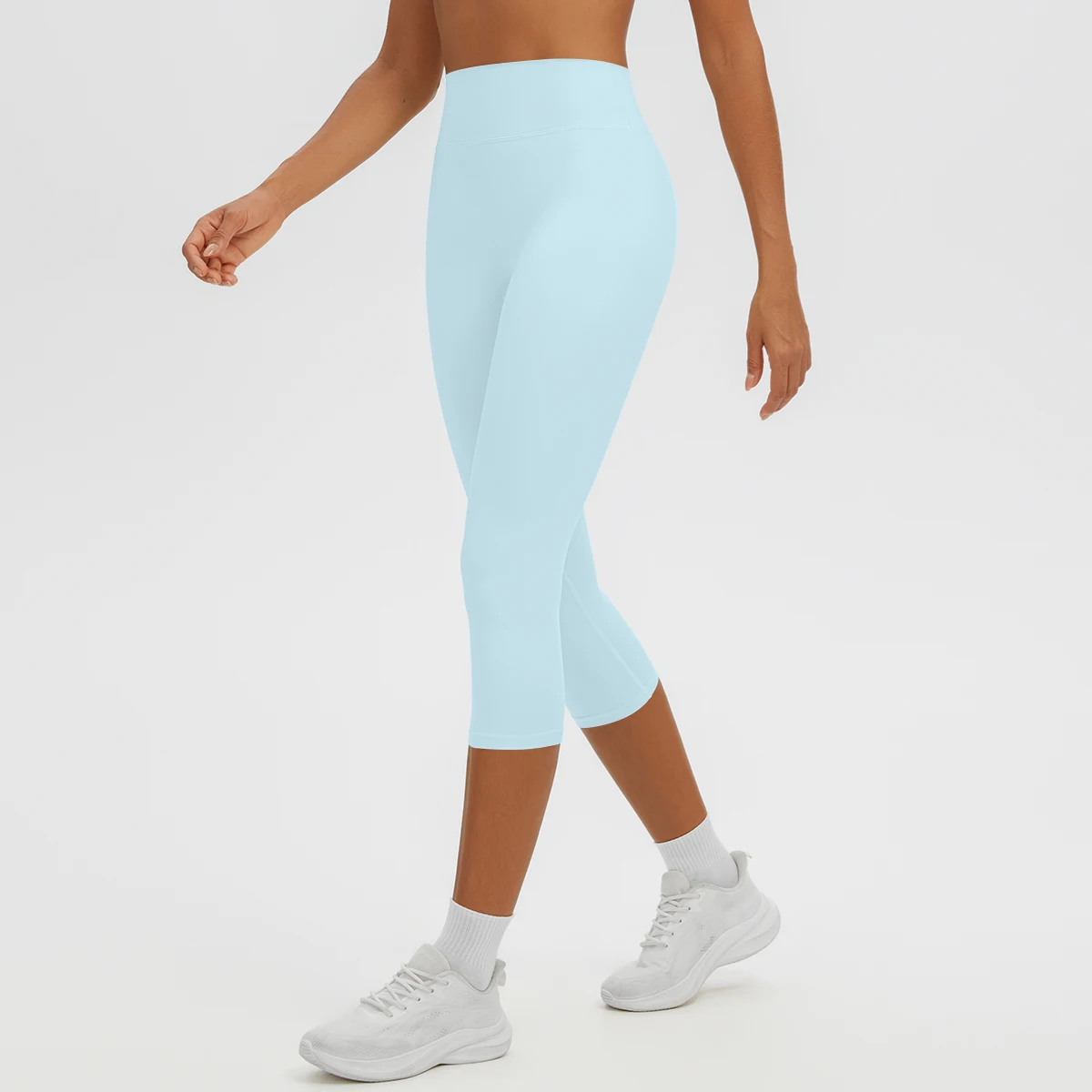 Damen-Yoga-Hosen in mittlerer Länge, einfarbig, mit hoher Dehnbarkeit, Damen-Leggings, Capri-Hosen, für Sommer, Sport, Fitnessstudio, Outdoor-Aktivitäten, Laufen, Damen-Hosen. – Detail 14