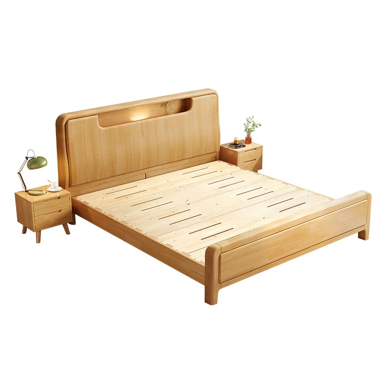 

Household frame structure rubber wood, solid wood bed, bedroom, high box