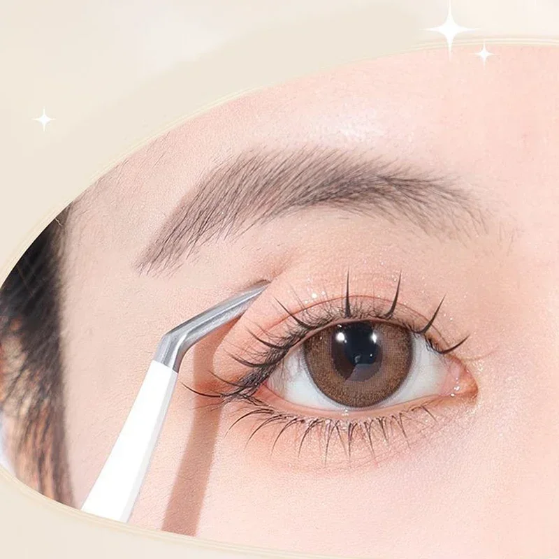 แหนบต่อขนตา คลิปหนีบสแตนเลส ป้องกันไฟฟ้าสถิต แข็งพิเศษ ความแม่นยำสูง พร้อมปลายไฟเบอร์ อุปกรณ์แต่งหน้า