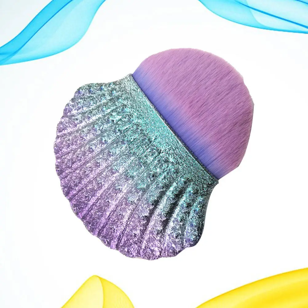 1Pcs Foundation Brush Shell Shape Plastic Handle Soft Bristles Lightweight Beauty Tool Professional Portable