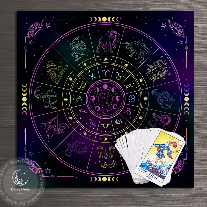 Tarots Tablecloth 12 Constellations Divination Altar Cloth Board Game Fortune Astrology Oracle Card Pad Drop Game Dorm Decor