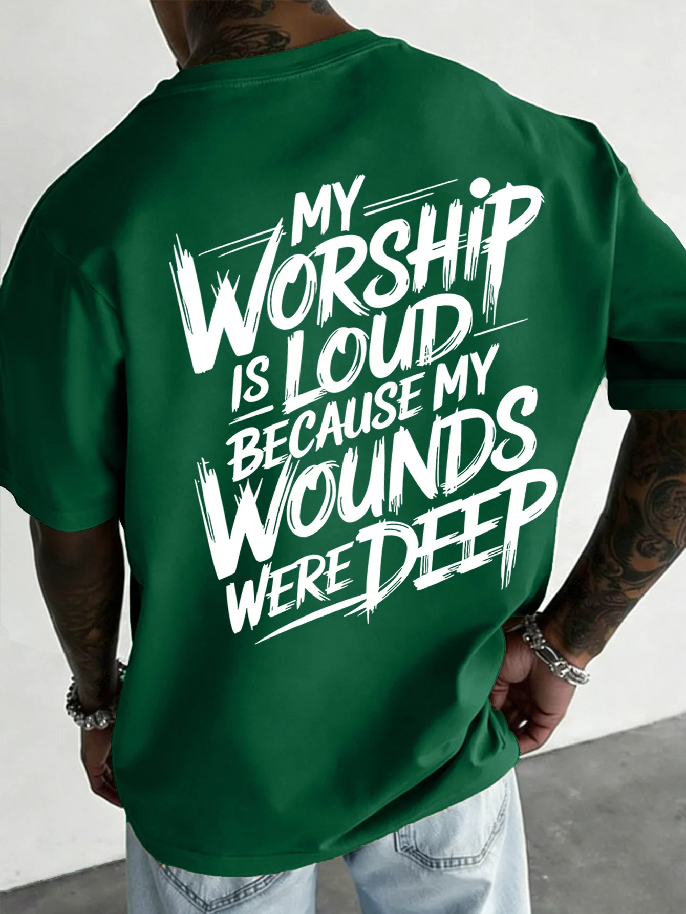 My Worship Loud T-shirt Wounds Believe in Upward Printed T-shirt Summer unisex Loose and Breathable cotton T-shirt Top