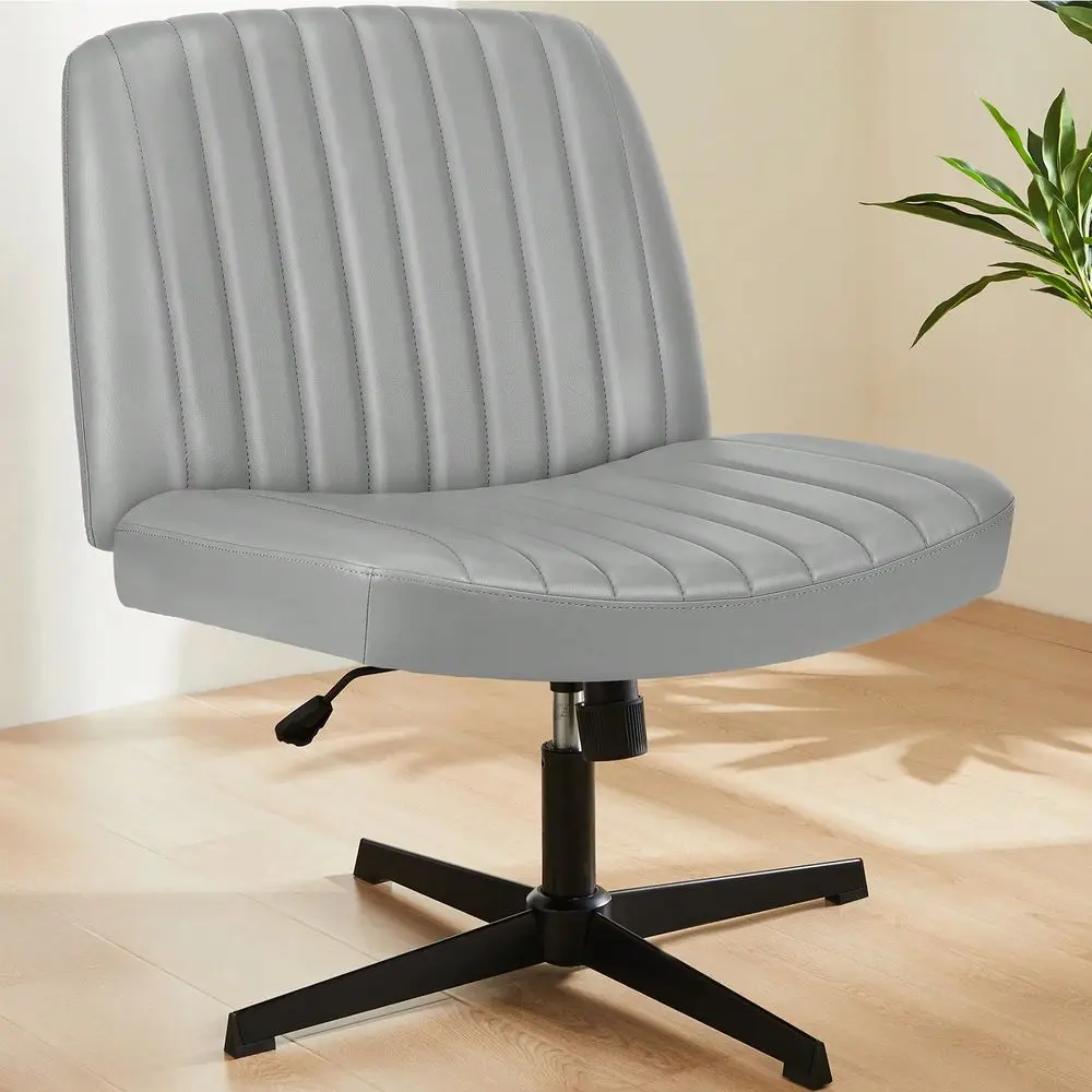 

Office Chair Armless Desk Chair No Wheels Cross Legged Office Chair Wide Swivel Home Office Desk Chairs
