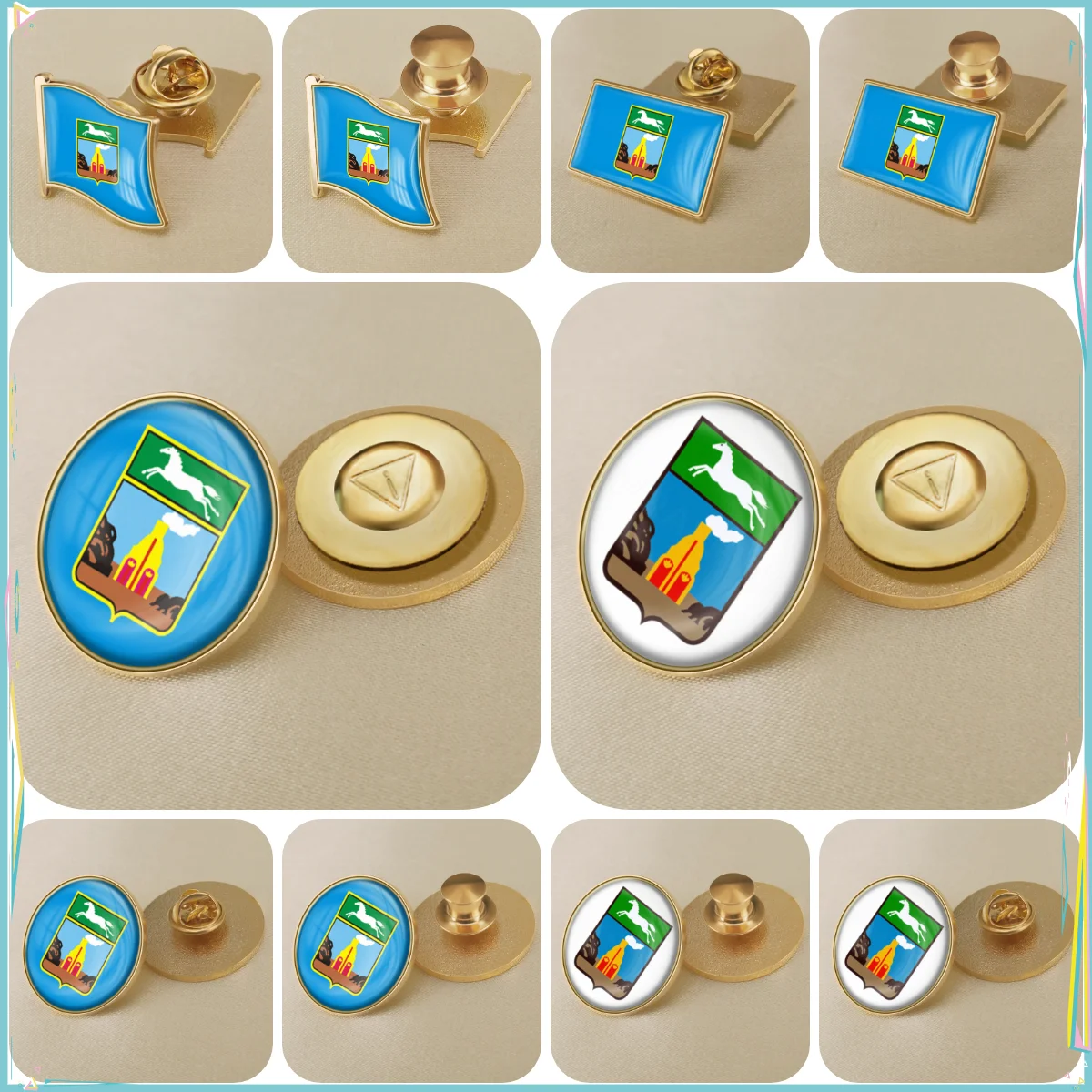 Coat of Arms of Barnaul of Russian Federation Flag Lapel Pins Broochs Badges