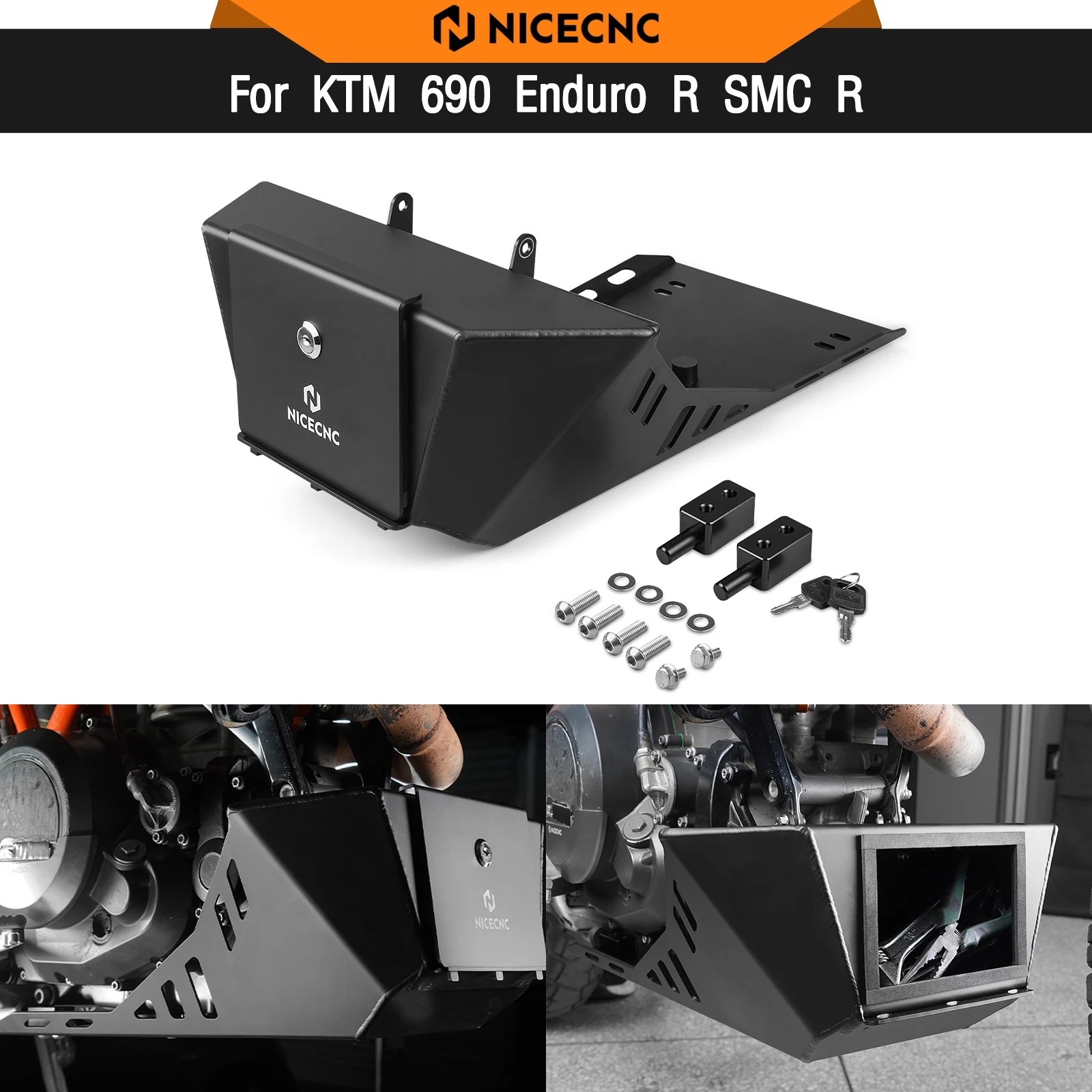 

For KTM 690 Enduro R SMC R 2008-2025 Skid Plate With Toolbox For Husqvarna 701 Enduro 701 Supermoto 2016-2025 GasGas 700 SM/ES