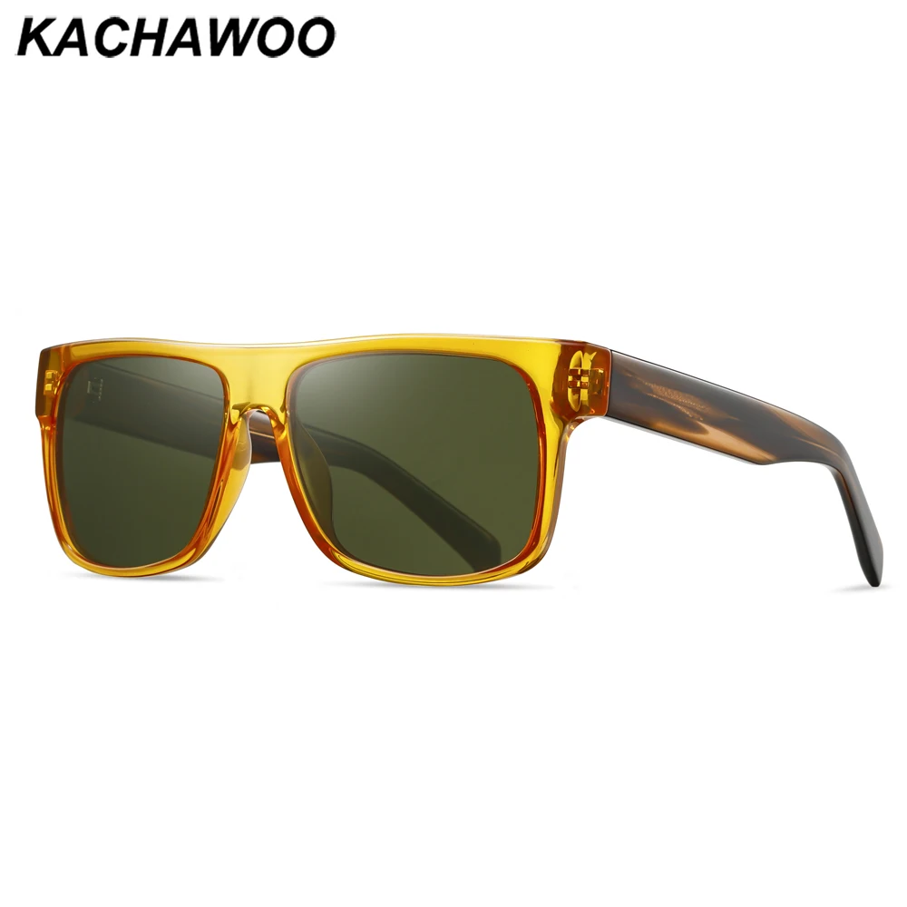 

Kachawoo квадратные солнцезащитные очки поляризованные TR90 оправа ацетатные женские и мужские солнцезащитные очки для вождения на открытом воздухе в европейском стиле оранжево-зеленые