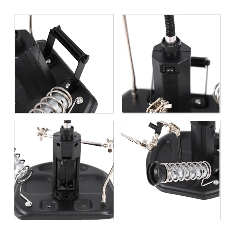 A34M-2.5X(6D)/4X(12D) 16 Smd Led Kaca Pembesar Penyolderan Membantu Tangan Desktop Kaca Pembesar Pengelasan Alat Bantu Perbaikan