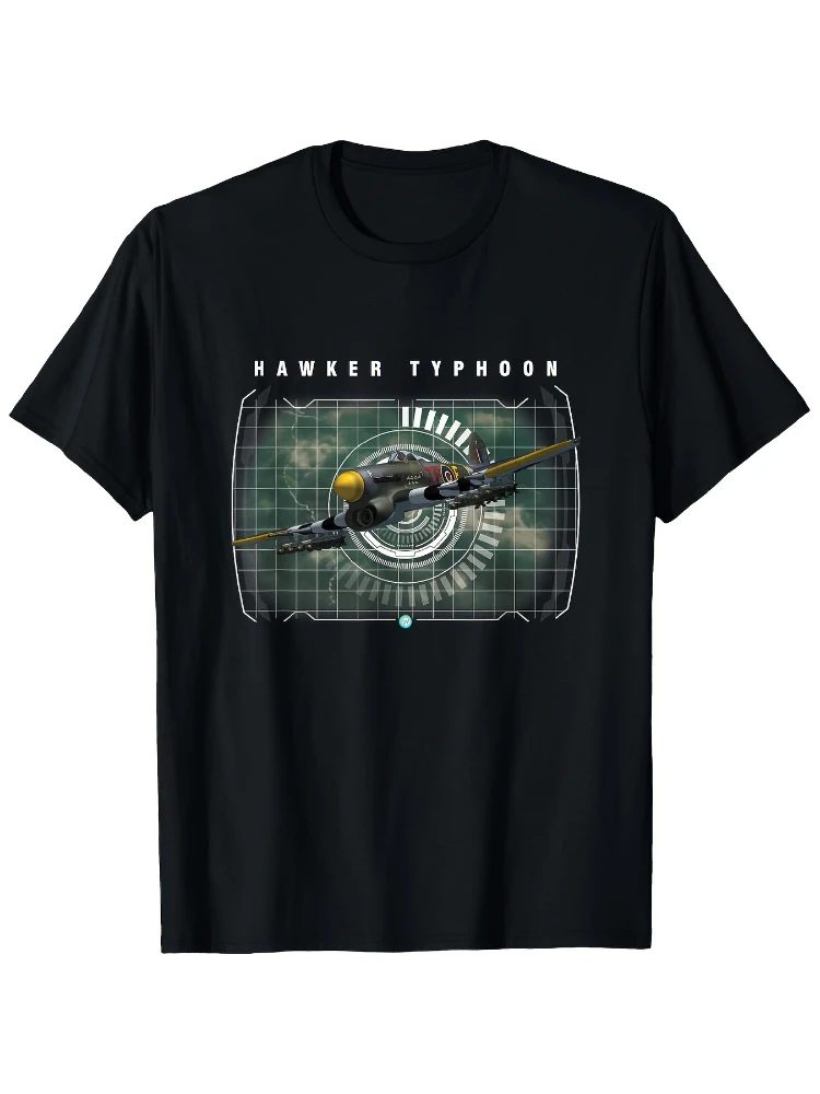 Hawke Typhoon World War II fighter-vintage pilot gift 100% cotton casual short sleeve printed T-shirt.