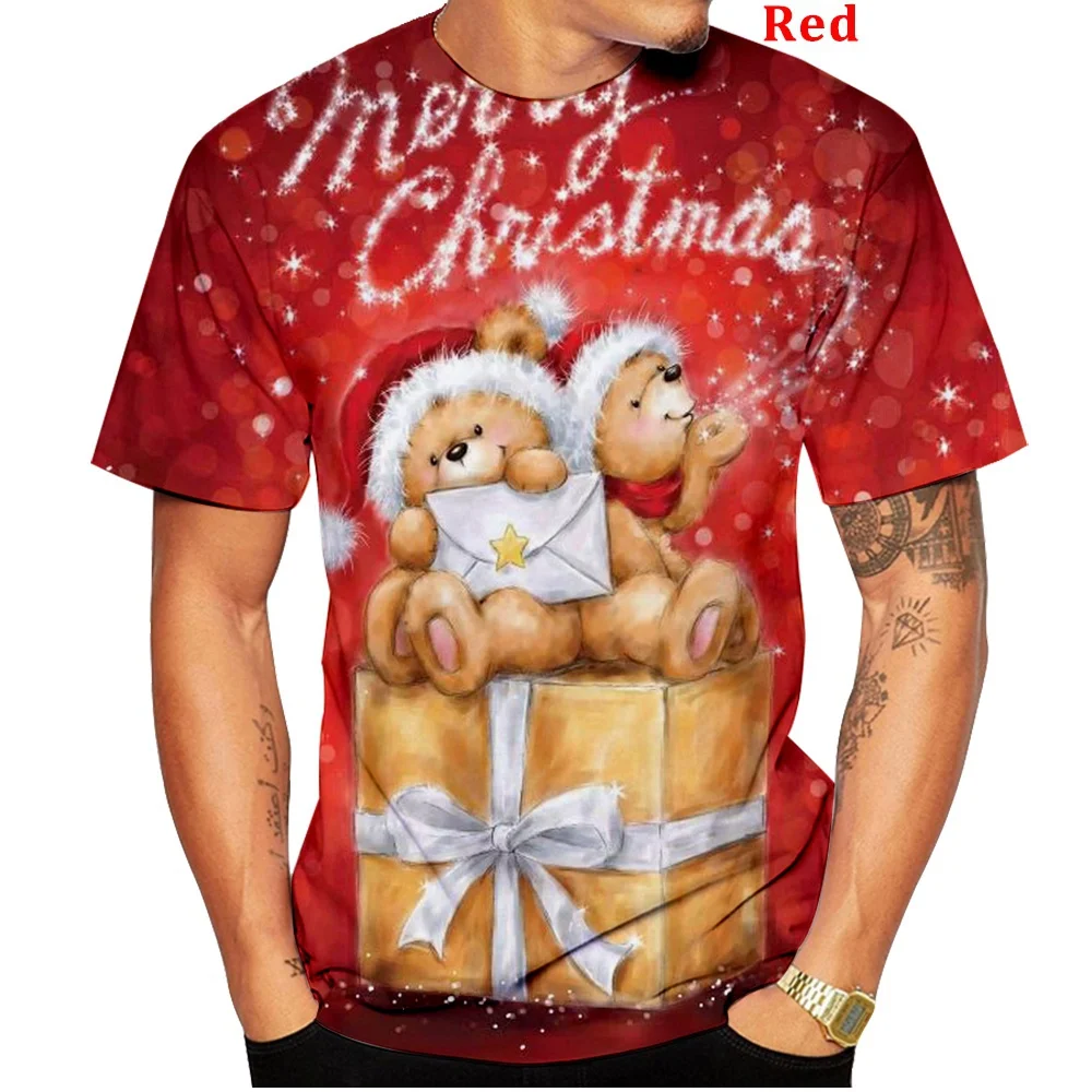 Men/Women Fashion 3D Print T-shirt Christmas Short Sleeve Unisex Casual Santa Claus Cartoon Tee